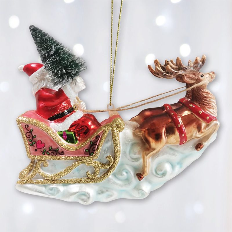 ForProduct 02SantaSleighandReindeerElegantChristmasOrnament HolidayBlownGlassFigurineMockupGroup 08 02