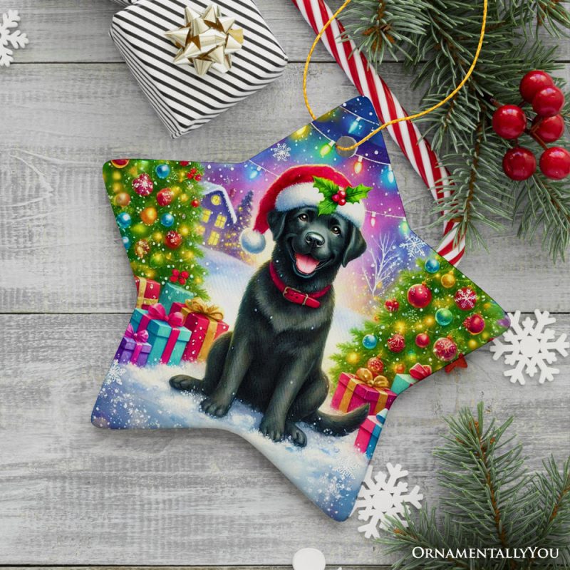 ForProduct 02SparklingYuletideBlackLabradorRetrieverOrnament JoyfulChristmasGift13DRealisticMockup 10