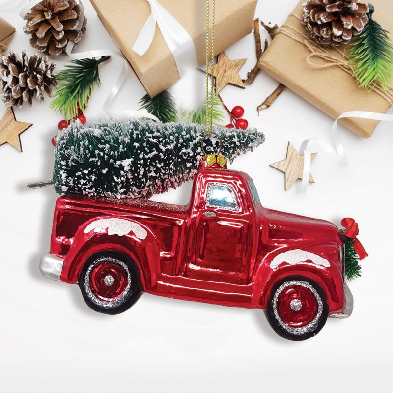 ForProduct 02TraditionalRedTruckwithOrnamentalTreeGlassChristmasOrnamentMockupGroup 05 02