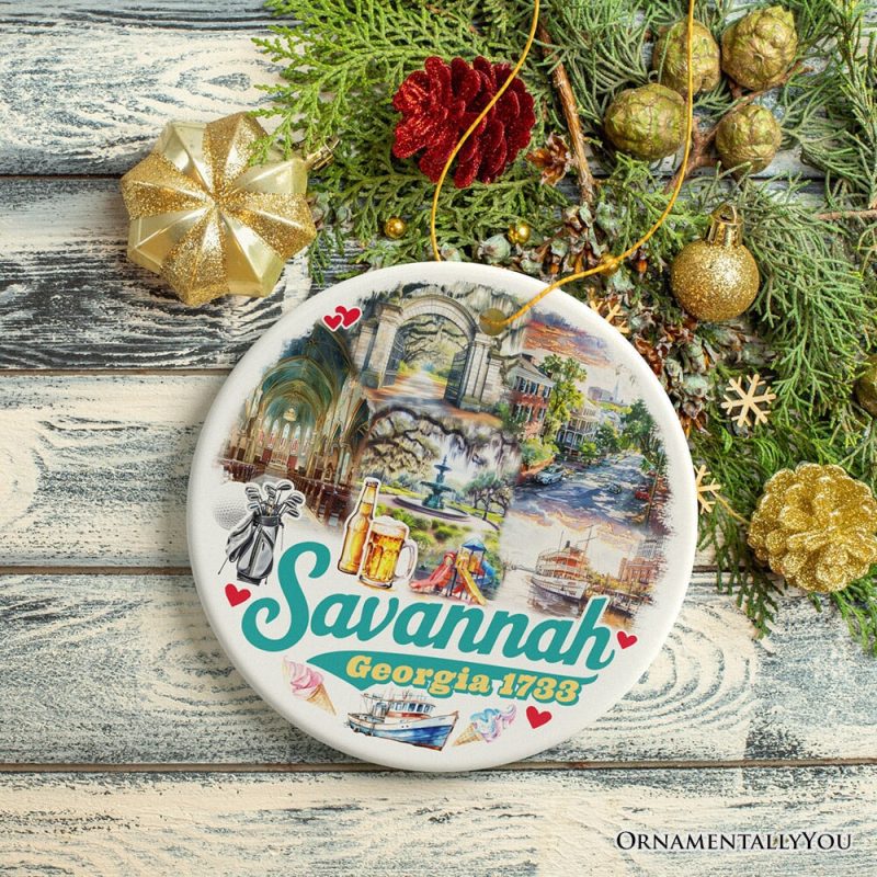 ForProduct 03ArtisticallyScenicSavannahOrnament GeorgiaHistoricalCityandNatureChristmasOrnament3DRealisticMockup 07 01