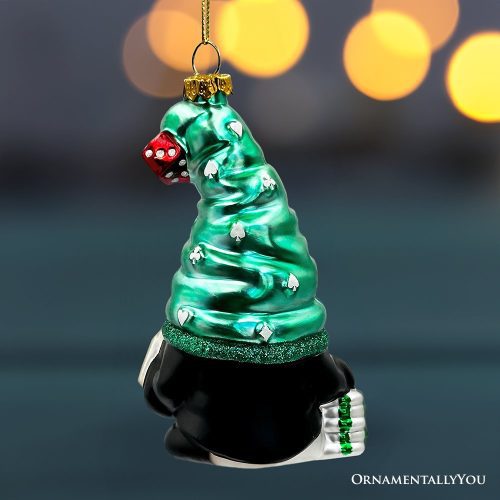 ForProduct 03CasinoPokerGnomeGlassOrnament CuteChristmasGambler