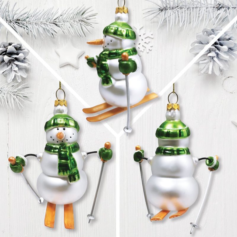 ForProduct 03ClassicWinterSnowmanSetof4GlassChristmasOrnaments NostalgicHolidayCollectionSetMockupGroup 05 03