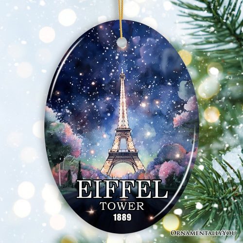 ForProduct 03EiffelTowerMajesticNightViewChristmasOrnament FranceSouvenirandGiftOvalMockupGroup 08