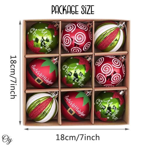 ForProduct 03ElfThemeChrismtasOrnamentSet 9BaublesGreenandRed