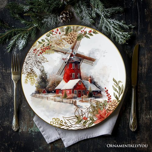 ForProduct 03FarmhouseChristmasSetof4PlateswithRealGoldElements HolidayTablewareCollectionforSalad Dessert Appetizer andSidePlates