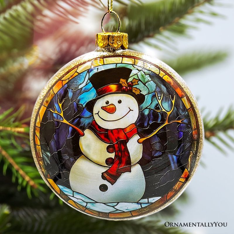 ForProduct 03FestiveSnowmanStainedGlassChristmasOrnament