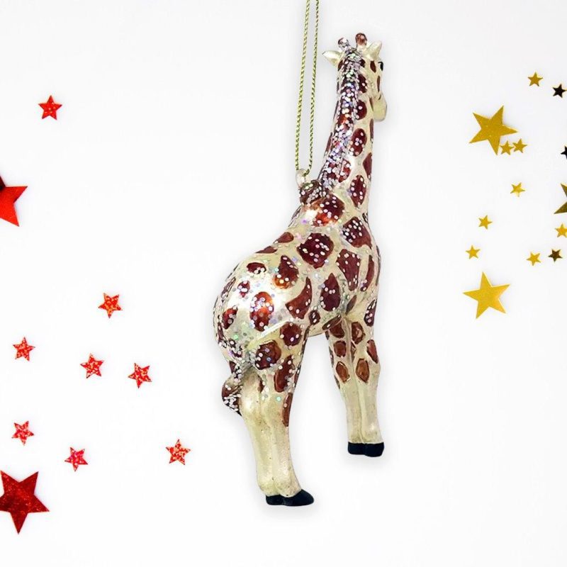 ForProduct 03GiraffeGlassChristmasOrnamentWhiteBackgroundGoldRedStar