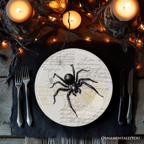 ForProduct 03GothicEleganceSetof4PlateswithRealGoldTrim HalloweenTablewareCollectionforSalad Dessert Appetizer andSidePlates