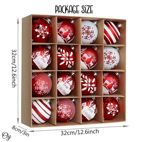 ForProduct 03RedandWhiteShatterproof16PieceChristmasBallOrnamentBundle Candycane