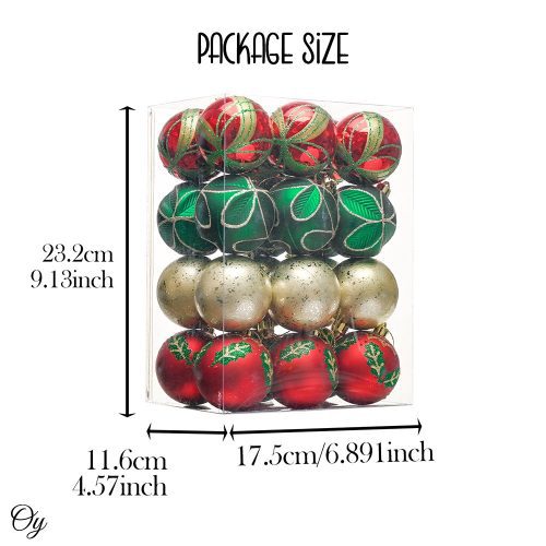 ForProduct 03RefinedOrnamentBaubleSet 24PieceRed Gold andGreenGlitterChristmasBundle