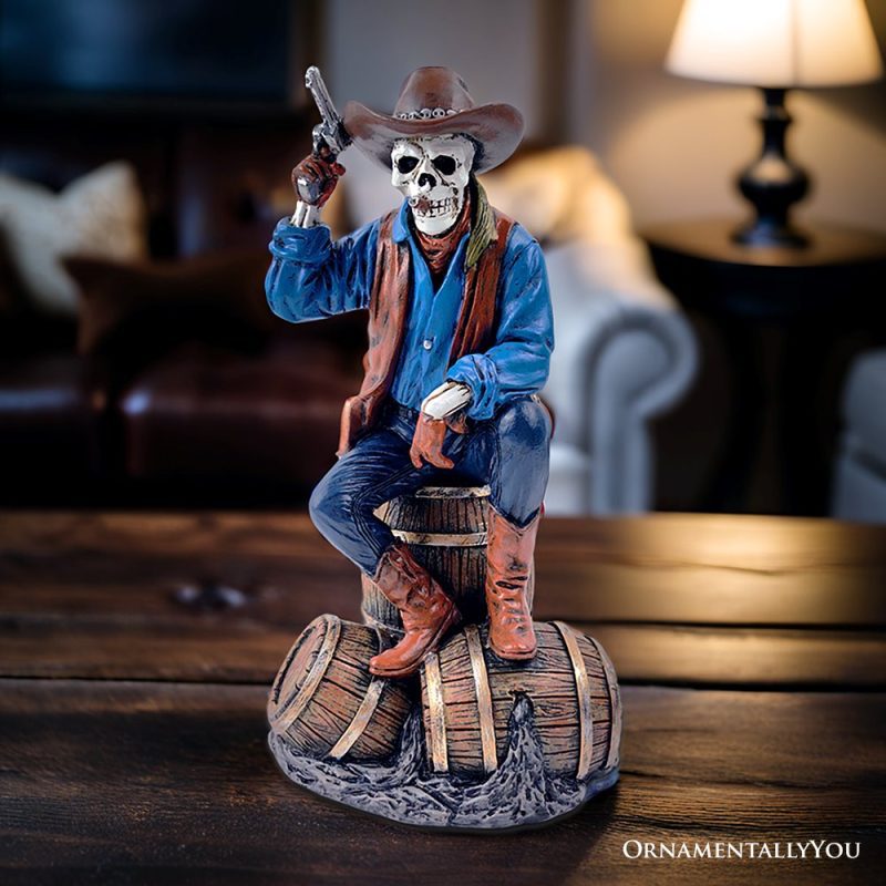 ForProduct 03WesternSkeletonGunslingerStatueFigurine 10GothicCowboyWildWestHomeDecor