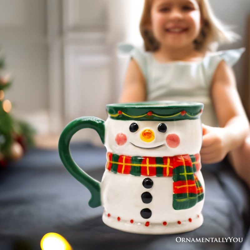 ForProduct 03WonderfulPlaidScarfSnowman4CeramicMug KitchenChristmasDrinkwareDecoration