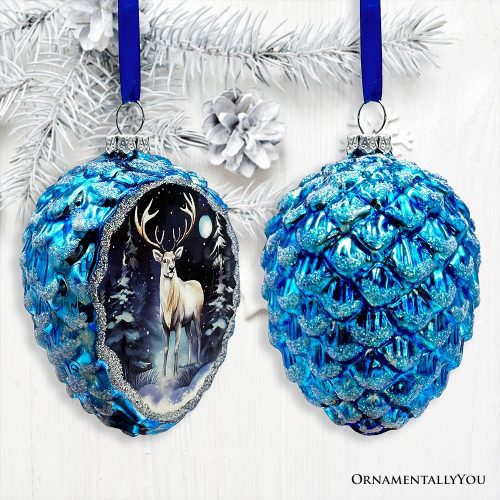 ForProduct 04ArcticAnimalIllustrationPineconeGlassChristmasOrnamentSet