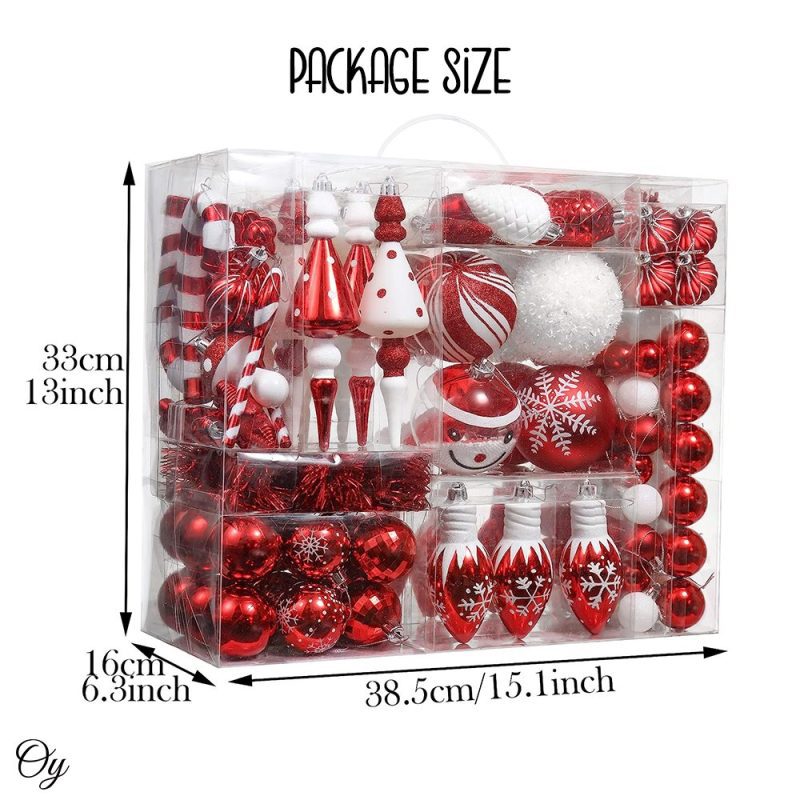 ForProduct 04ChristmasParadiseOrnamentBundleMegaSet 155RedandWhiteBaubleswithManyThemes