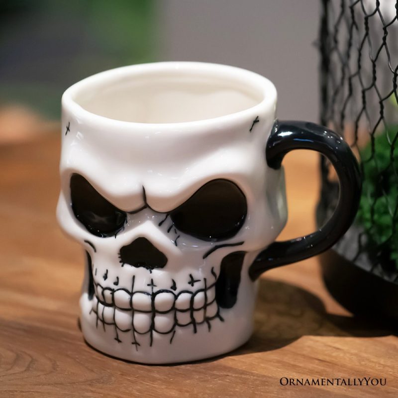 ForProduct 04ClassicSkeletonFaceSpooky4Mug CeramicHalloweenGothicKitchenCupDecor