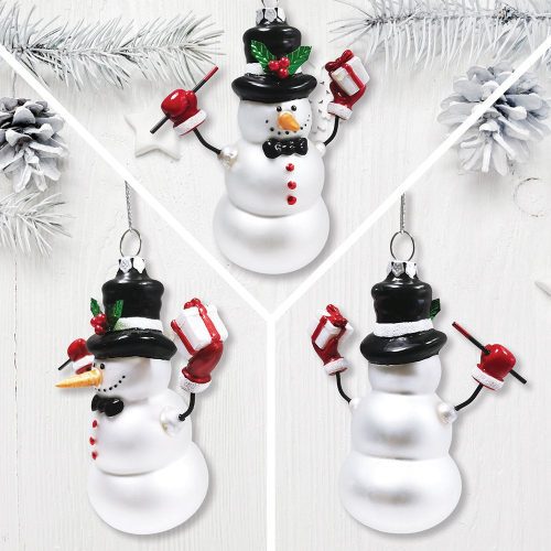 ForProduct 04ClassicWinterSnowmanSetof4GlassChristmasOrnaments NostalgicHolidayCollectionSetMockupGroup 05 04