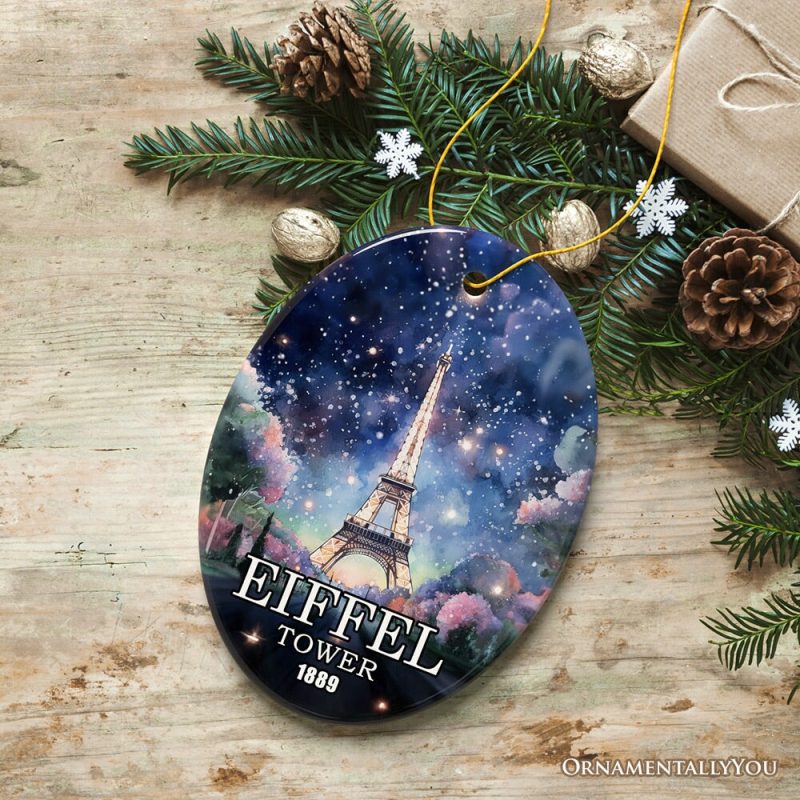 ForProduct 04EiffelTowerMajesticNightViewChristmasOrnament FranceSouvenirandGift3DRealisticMockup 04