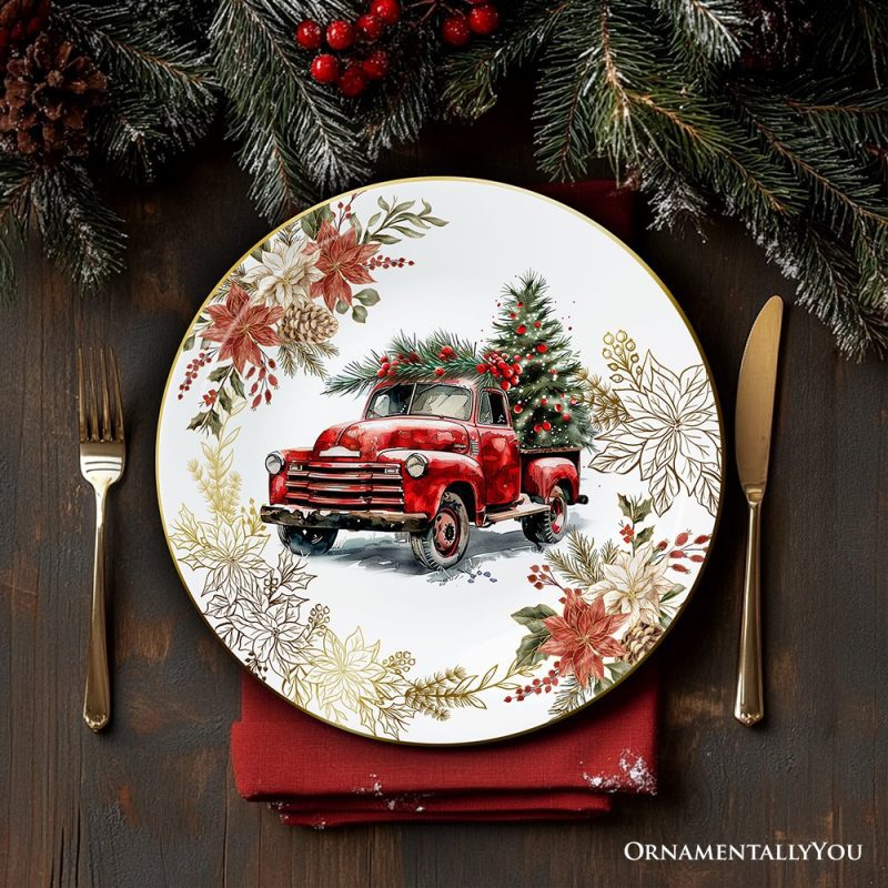 ForProduct 04FarmhouseChristmasSetof4PlateswithRealGoldElements HolidayTablewareCollectionforSalad Dessert Appetizer andSidePlates