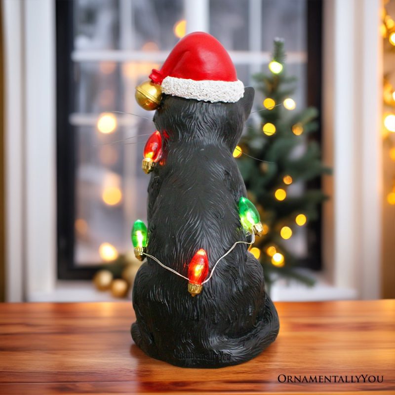 ForProduct 04FestiveBlackCatwithLEDLightsFigurine 7CuteHomeDecorStatue