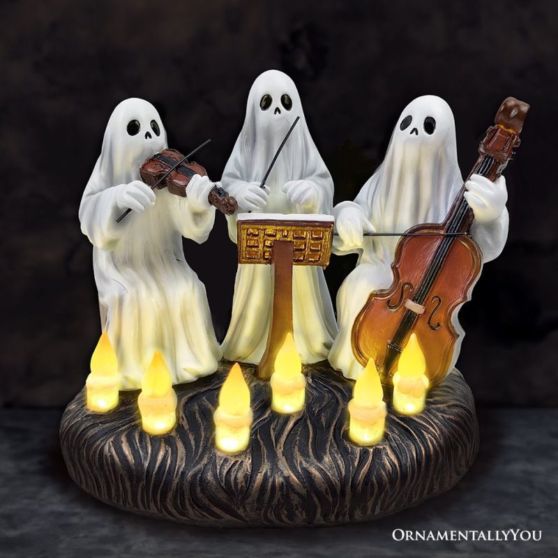 ForProduct 04GhostlyEnsembleTrioLightedSpookyHomeFigurine 5.5LEDHauntedHalloweenGhostStatue