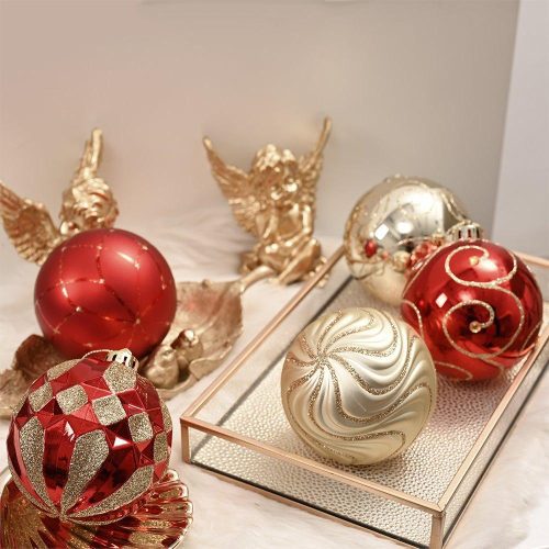 ForProduct 04GlitteryRedandGoldChristmasOrnamentBaubleSet Elegant16PieceBundle