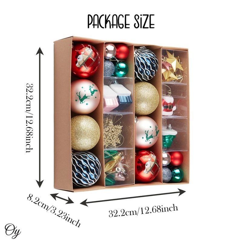 ForProduct 04PremiumChristmasOrnamentEclecticBundleSet 60GlitterFilledBaubles Homes StarCharms