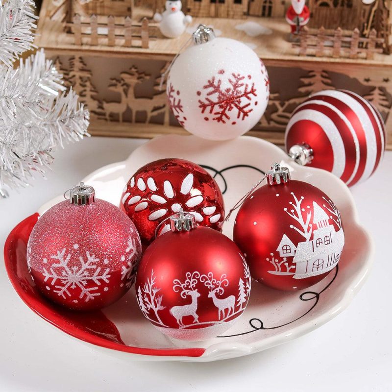 ForProduct 04RedandWhiteShatterproof16PieceChristmasBallOrnamentBundle Candy