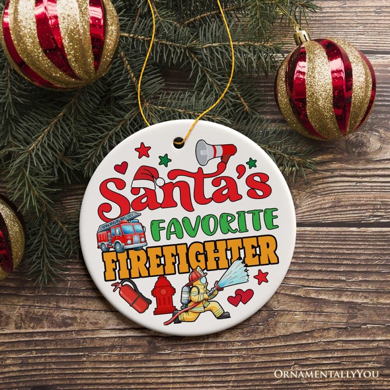 ForProduct 04Santa sFavoriteFirefighterChristmasOrnament FunnyAppreciationGift3DRealisticMockup 02 01