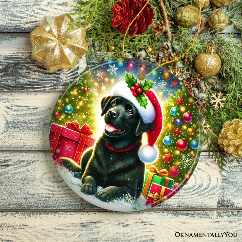 ForProduct 04SparklingYuletideBlackLabradorRetrieverOrnament JoyfulChristmasGift23DRealisticMockup 07