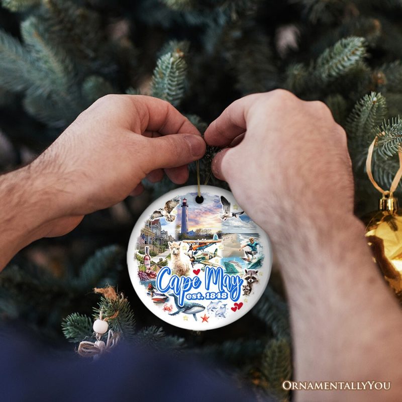 ForProduct 05CapeMayCoastalCharmOrnament AmericanSeasideRetreatChristmasGiftandNewJerseySouvenirCircle3DHumanMockup 24