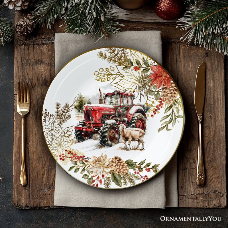 ForProduct 05FarmhouseChristmasSetof4PlateswithRealGoldElements HolidayTablewareCollectionforSalad Dessert Appetizer andSidePlates