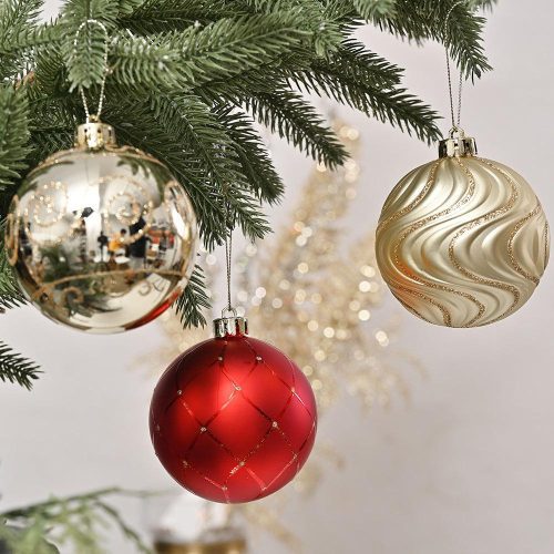 ForProduct 05GlitteryRedandGoldChristmasOrnamentBaubleSet Elegant16PieceBundle