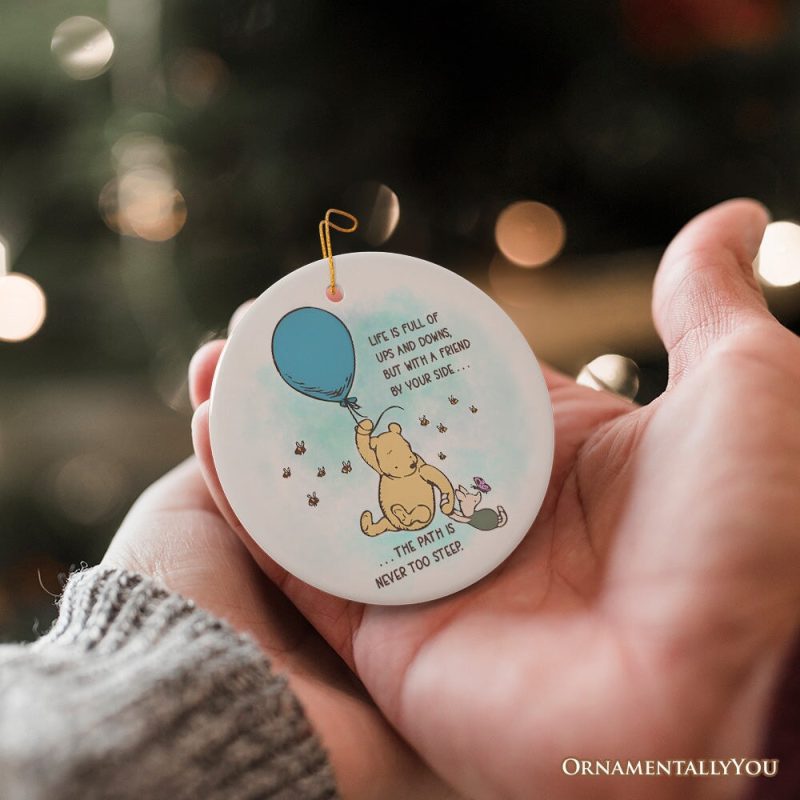 ForProduct 05Life sUpsandDownsareEasierWithaFriendOrnament PoohBear sUpliftingQuoteChristmasKeepsakeandDecorCircle3DHumanMockup 20