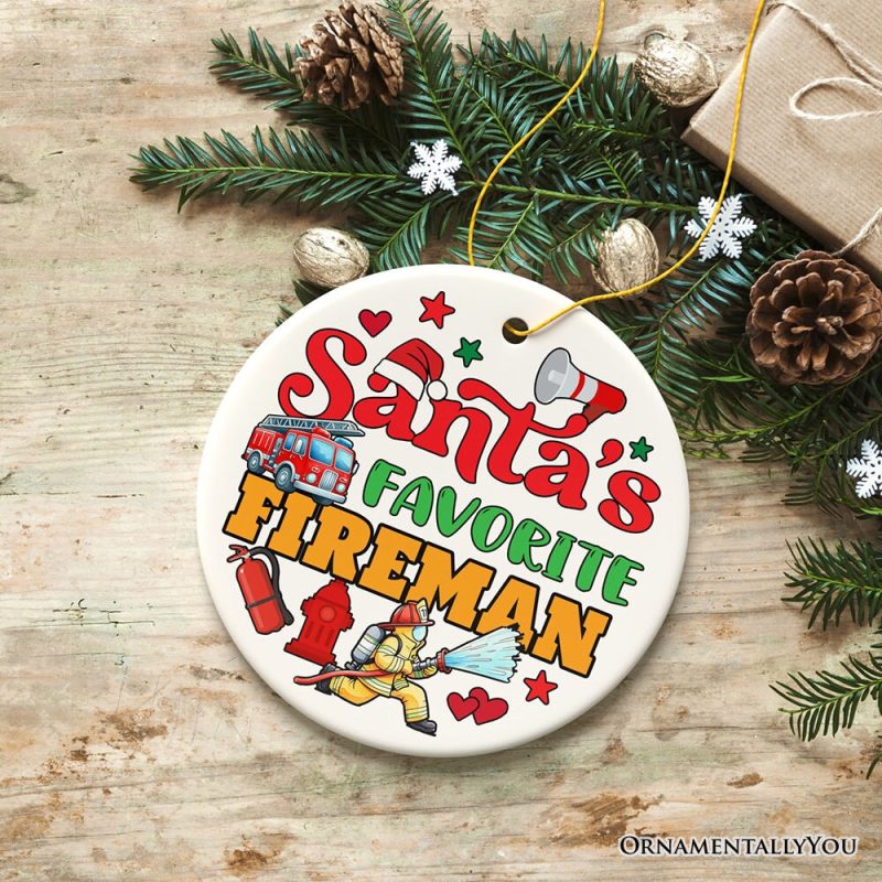 ForProduct 05Santa sFavoriteFirefighterChristmasOrnament FunnyAppreciationGift3DRealisticMockup 04 02