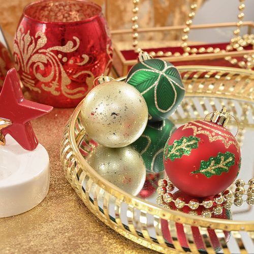 ForProduct 06RefinedOrnamentBaubleSet 24PieceRed Gold andGreenGlitterChristmasBundle