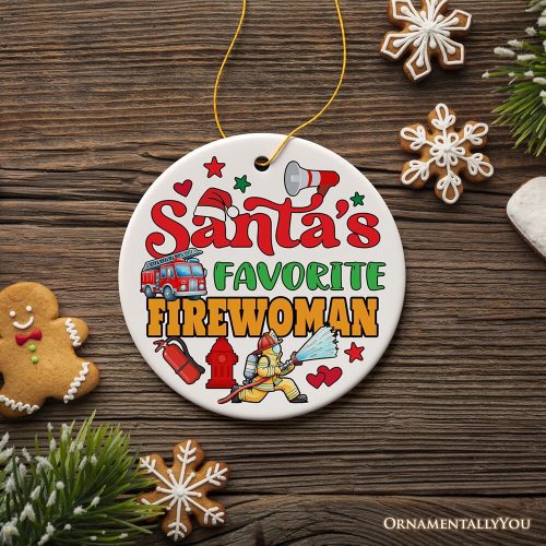 ForProduct 06Santa sFavoriteFirefighterChristmasOrnament FunnyAppreciationGift3DRealisticMockup 01 03