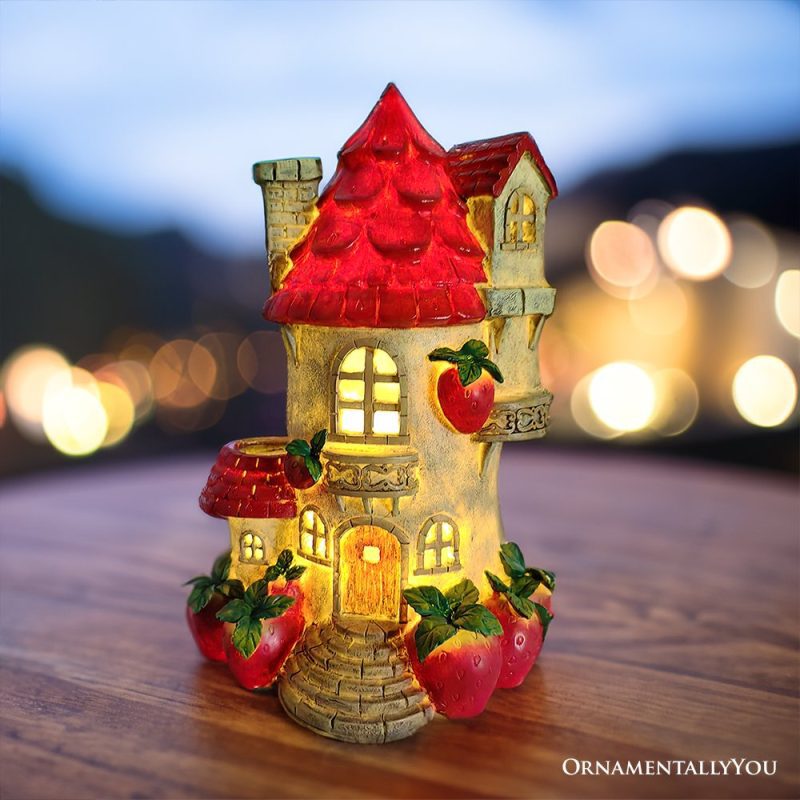 ForProduct 06SolarPoweredStrawberryFairyHomeGardenStatue 10UniqueSpringDecoration