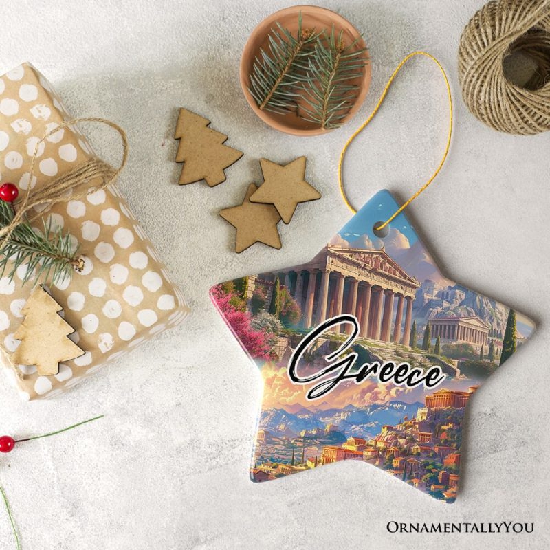 ForProduct 07GreeceHistoricalLandmarksandCulturalOrnament ArtisticGreekandAthensHandmadeChristmasGiftandTravelSouvenirStar3DRealisticMockup 15