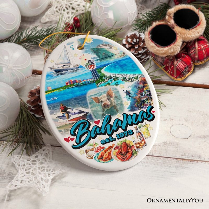 ForProduct 08BreathtakingTropicalBahamas CaribbeanCulturesandLandscapesTravelSouvenirandChristmasGiftOval3DRealisticMockup 11