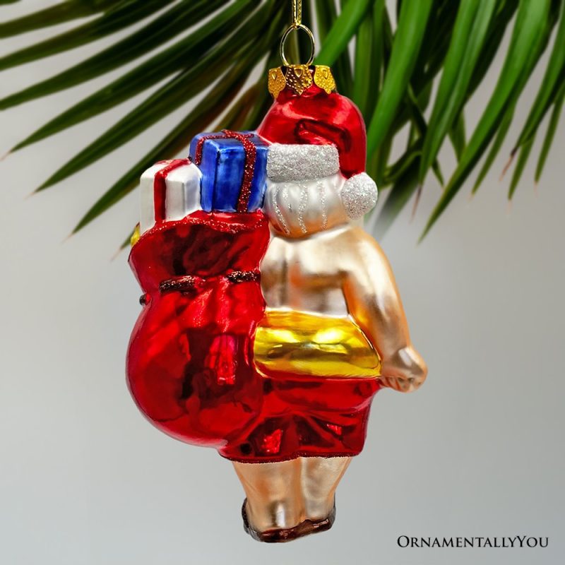 ForProduct 08SantaonSummerVacationinthePoolQuirkyGlassChristmasOrnament RubberDuckeyTropicalHolidayDecor