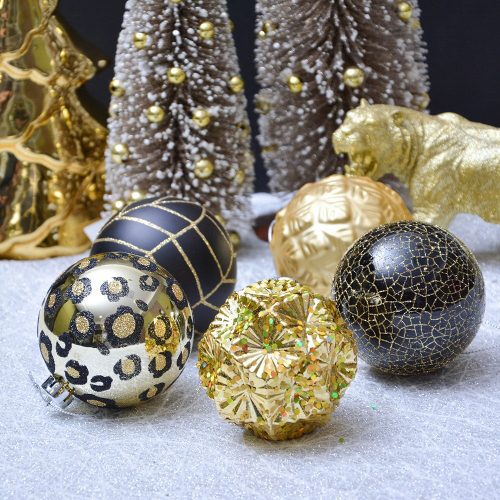 ForProduct 08VogueBlackandGoldOrnamentSet StylishTreeSetof16GlitteryBaubles