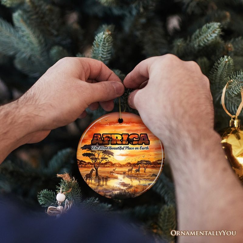 ForProduct 09ArtisticNaturalBeautyofAfricanLandscapesandWildlifewithQuotesOrnament ChristmasGiftorTravelSouvenir Safari SerengetiandMountKilimanjaro3DHumanMockup 24 01