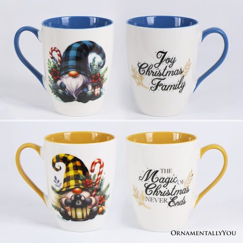 ForProduct 09CheerfulHolidayGnomeEclecticCeramicMugSetof4 ChristmasCoffeeCupsforaTablewareGift