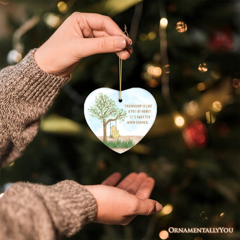 ForProduct 09FriendshipisSweeterWhenSharedOrnament HeartwarmingPoohBearChristmasGiftHeart3DHumanMockup 12