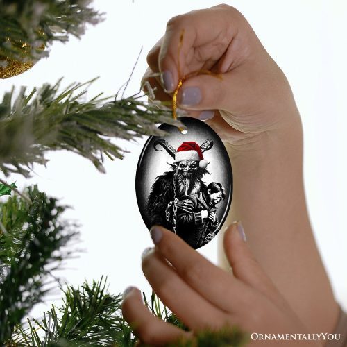 ForProduct 09HorrifyingKrampusWithSantaHatOrnament KeepsakeForUniqueHalloweenTreeChristmasDecor33DHumanMockup43