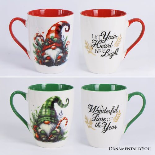 ForProduct 10CheerfulHolidayGnomeEclecticCeramicMugSetof4 ChristmasCoffeeCupsforaTablewareGift