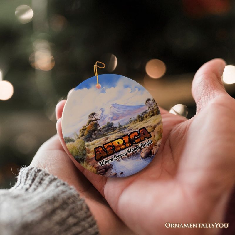 ForProduct 11ArtisticNaturalBeautyofAfricanLandscapesandWildlifewithQuotesOrnament ChristmasGiftorTravelSouvenir Safari SerengetiandMountKilimanjaro3DHumanMockup 20 03