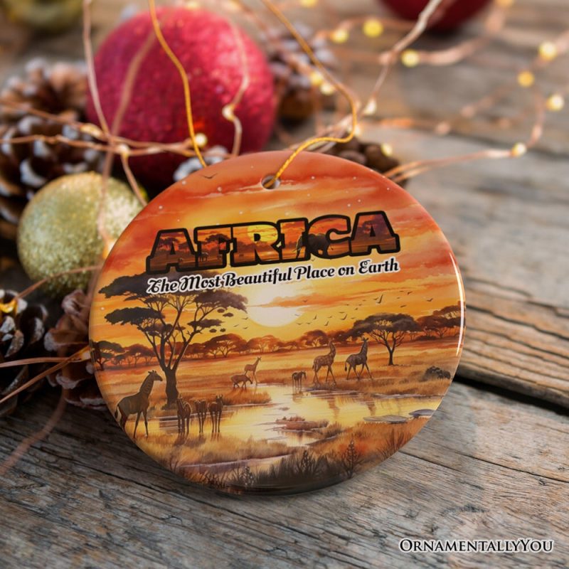 ForProduct 13ArtisticNaturalBeautyofAfricanLandscapesandWildlifewithQuotesOrnament ChristmasGiftorTravelSouvenir Safari SerengetiandMountKilimanjaro3DRealisticMockup 03 01