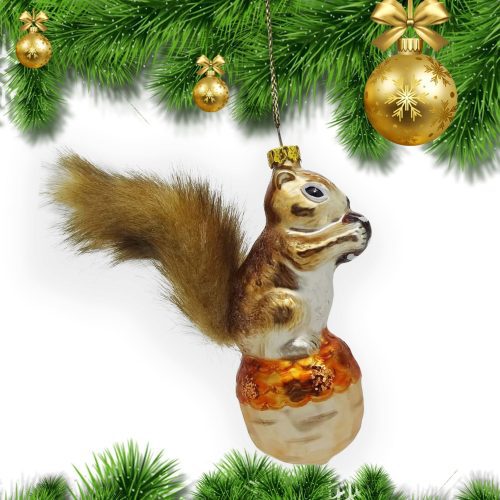 ForProduct SquirrelandNutGlassChristmasOrnamentTreeBranchesBackground