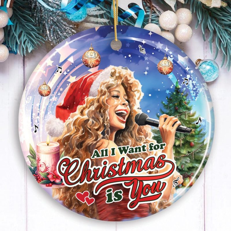 ForProductArtisticClassicHolidayMelodyOrnament AllIwantforChristmasisYou CelebritySingerGiftCircle1